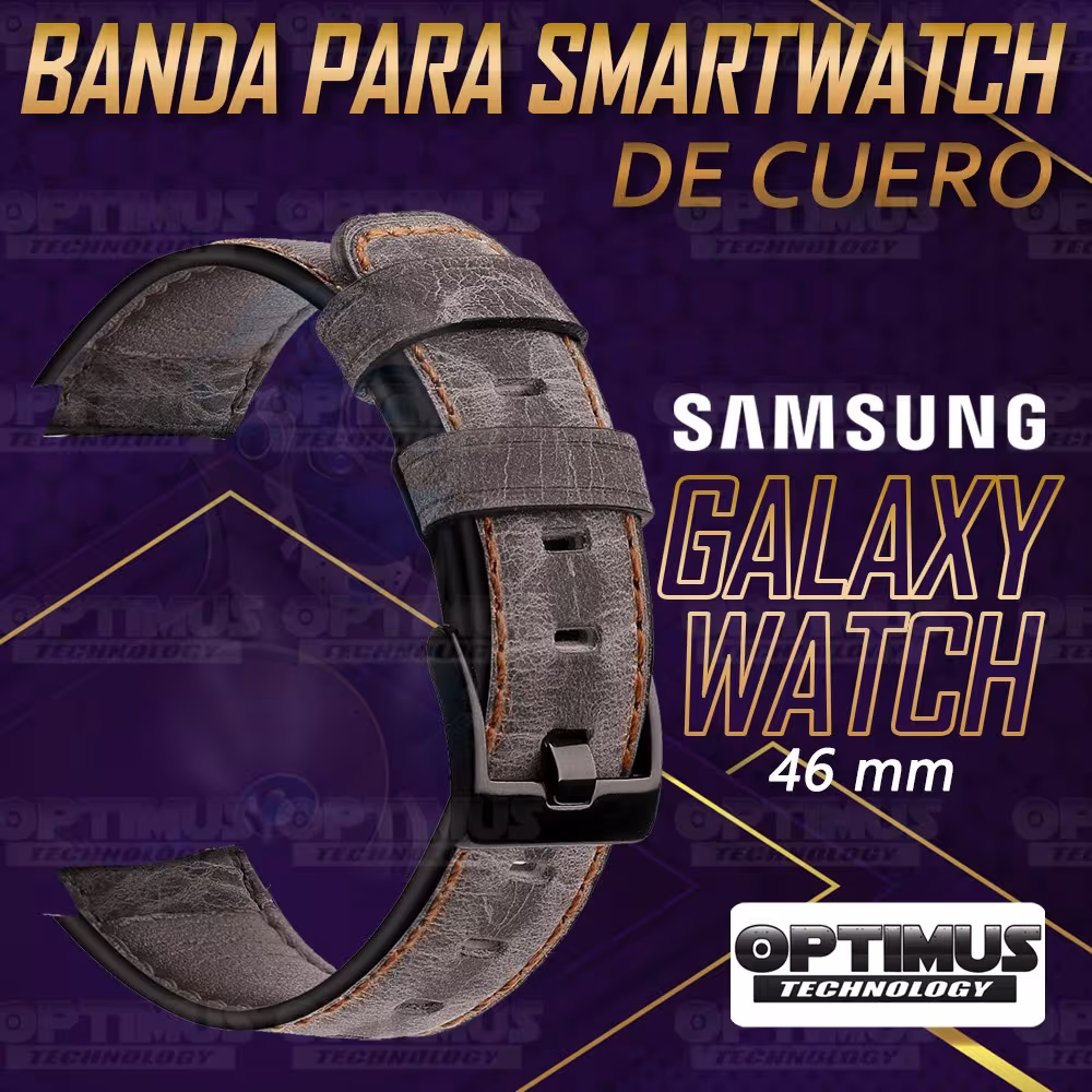 Manilla Correa De Cuero Y Vidrio Smartwatch Samsung Galaxy Watch 46mm | OPTIMUS TECHNOLOGY™ | CRR-CR-VTP-GX-WCH-46 |