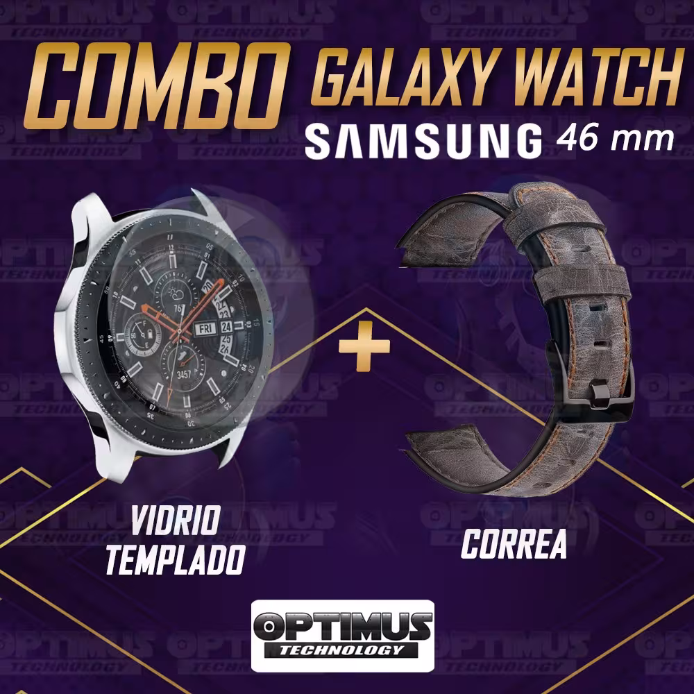 Manilla Correa De Cuero Y Vidrio Smartwatch Samsung Galaxy Watch 46mm | OPTIMUS TECHNOLOGY™ | CRR-CR-VTP-GX-WCH-46 |