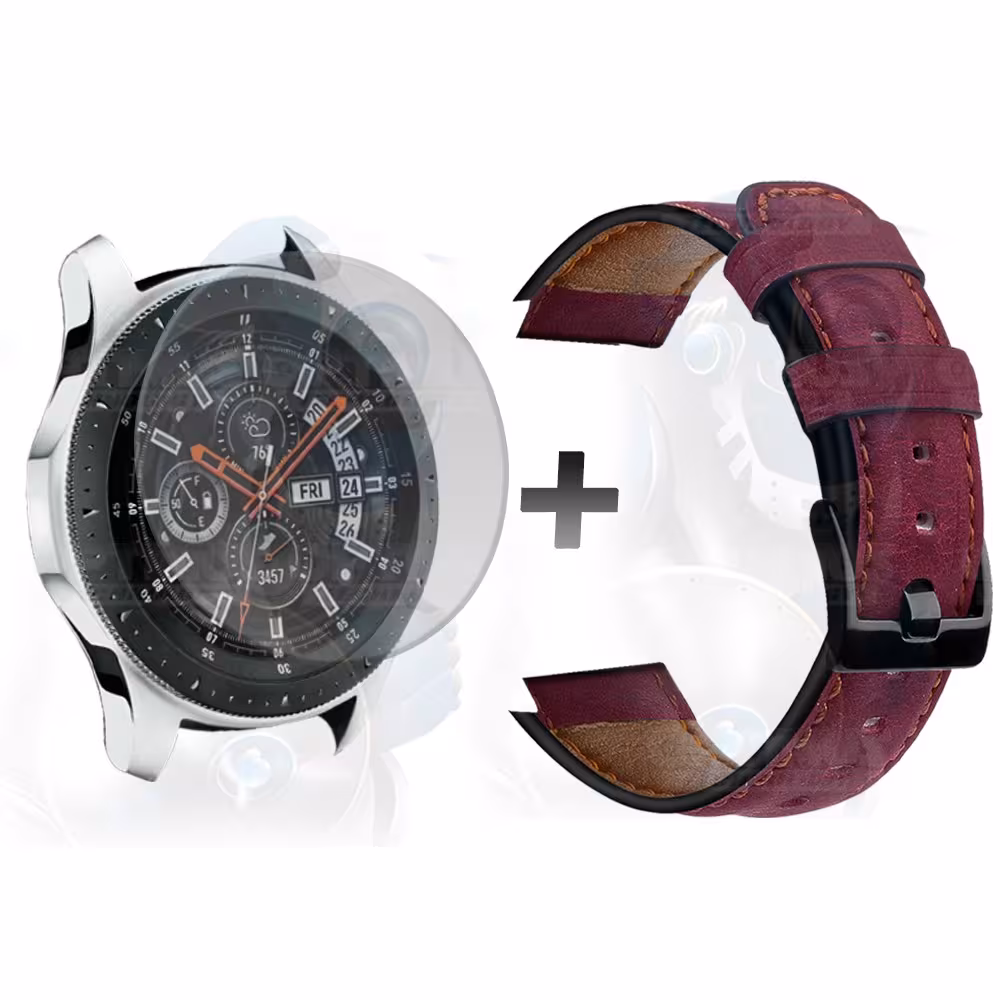 Manilla Correa De Cuero Y Vidrio Smartwatch Samsung Galaxy Watch 46mm | OPTIMUS TECHNOLOGY™ | CRR-CR-VTP-GX-WCH-46 |