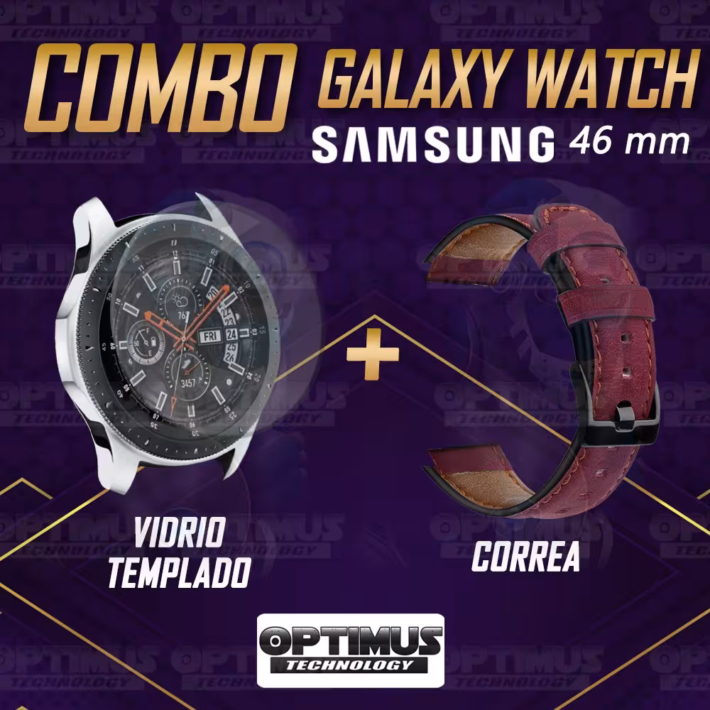 Manilla Correa De Cuero Y Vidrio Smartwatch Samsung Galaxy Watch 46mm | OPTIMUS TECHNOLOGY™ | CRR-CR-VTP-GX-WCH-46 |