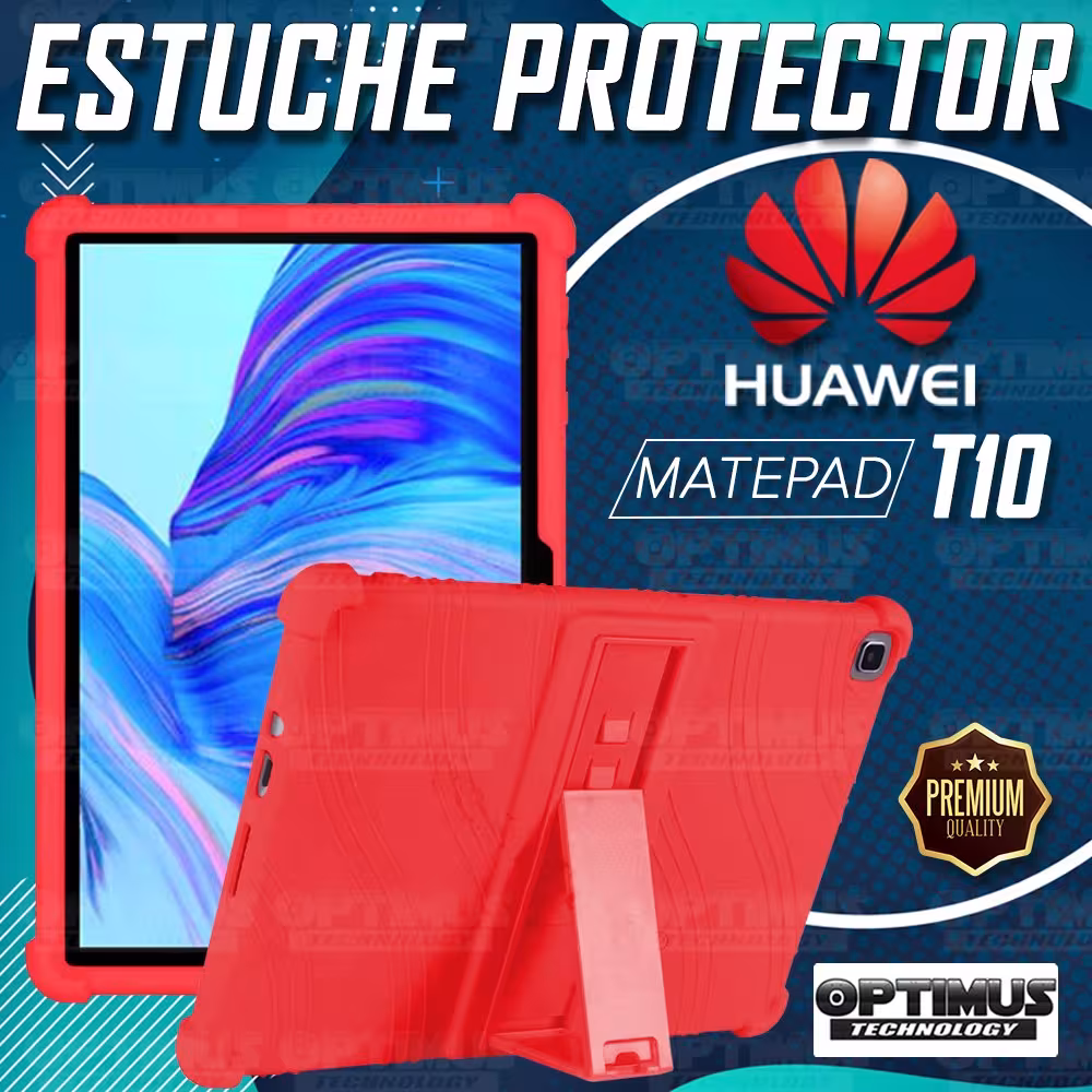 Kit Vidrio templado y Estuche Protector de goma antigolpes con soporte Tablet Huawei matepad T10 OPTIMUS TECHNOLOGY™ - 13