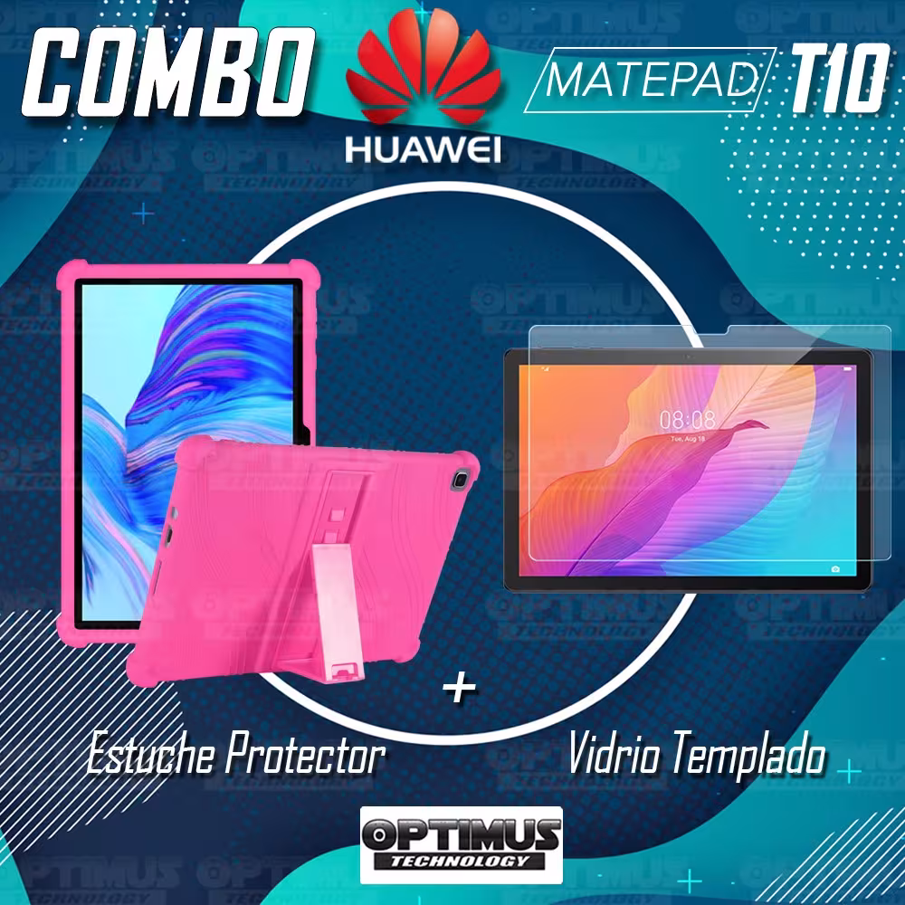 Kit Vidrio templado y Estuche Protector de goma antigolpes con soporte Tablet Huawei matepad T10 OPTIMUS TECHNOLOGY™ - 17