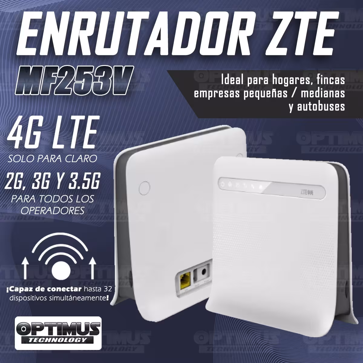 Modem De Internet Enrutador ZTE MF253V 4GLTE, 2G, 3G Y 3.5G Homologado + Kit de antenas Omnidireccional Externas ZTE COLOMBIA -