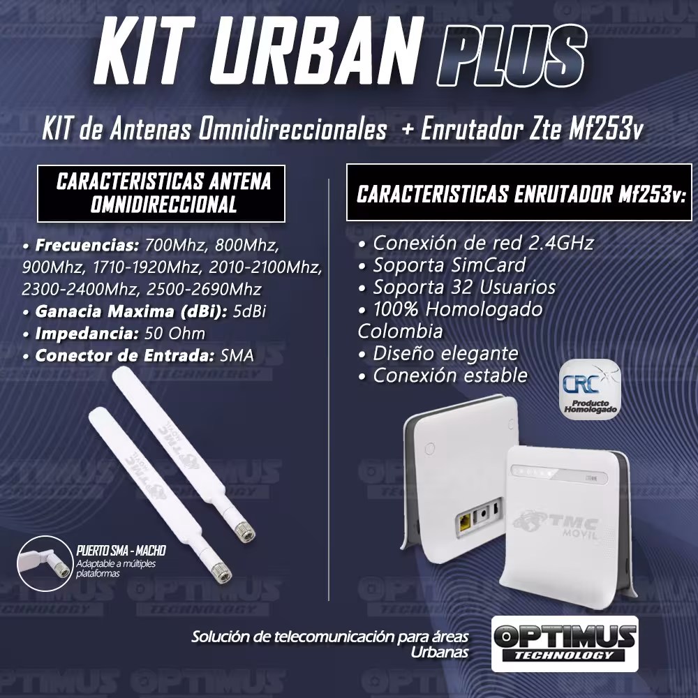 Modem De Internet Enrutador ZTE MF253V 4GLTE, 2G, 3G Y 3.5G Homologado + Kit de antenas Omnidireccional Externas ZTE COLOMBIA -