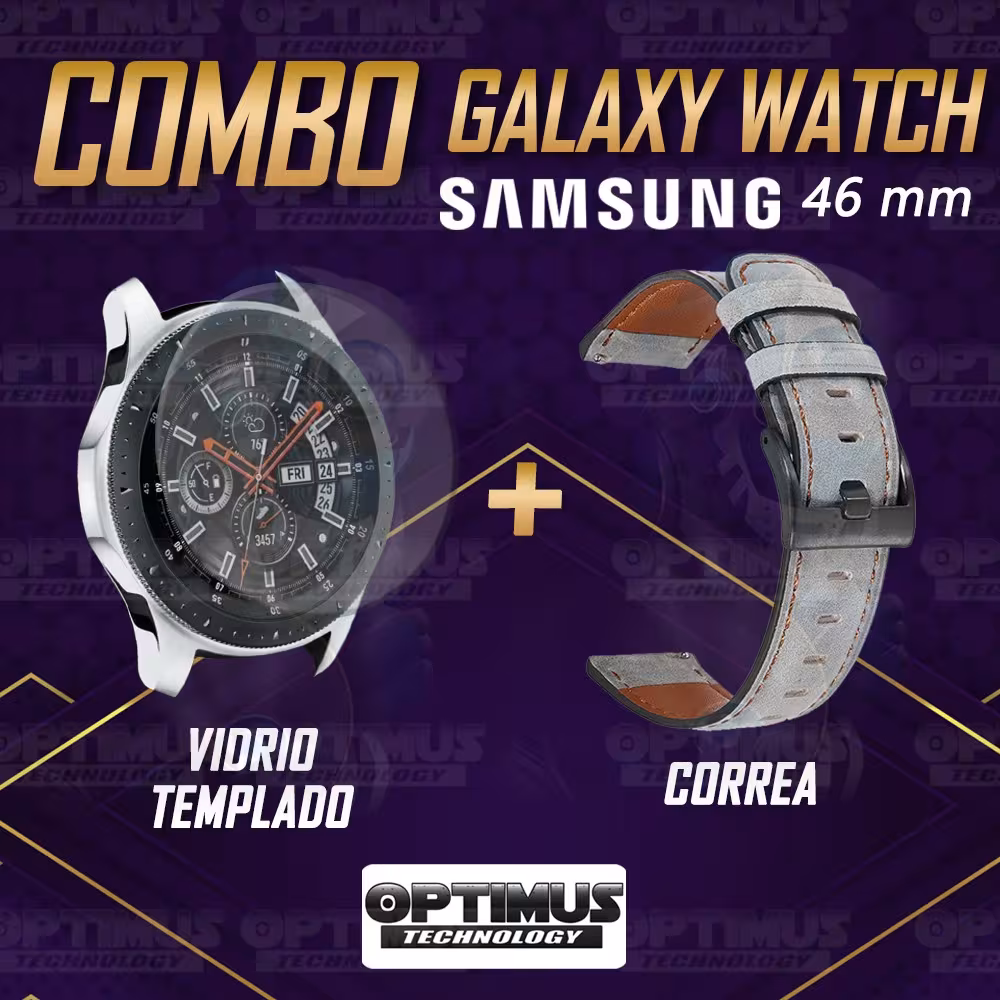Manilla Correa De Cuero Y Vidrio Smartwatch Samsung Galaxy Watch 46mm | OPTIMUS TECHNOLOGY™ | CRR-CR-VTP-GX-WCH-46 |