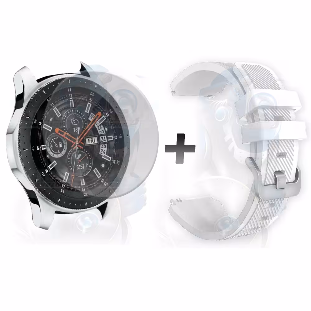 Kit Correa Pulso Manilla de Goma Y Vidrio Templado Samsung Galaxy Watch 46mm | OPTIMUS TECHNOLOGY™ | CRRY-VTP-GX-WCH-46 |
