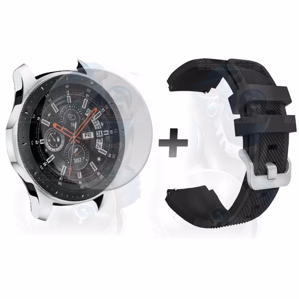 Kit Correa Pulso Manilla de Goma Y Vidrio Templado Samsung Galaxy Watch 46mm | OPTIMUS TECHNOLOGY™ | CRRY-VTP-GX-WCH-46 |