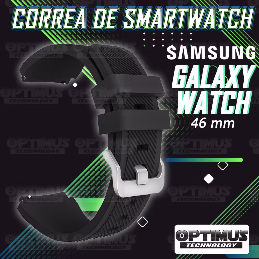 Kit Correa Pulso Manilla de Goma Y Vidrio Templado Samsung Galaxy Watch 46mm | OPTIMUS TECHNOLOGY™ | CRRY-VTP-GX-WCH-46 |