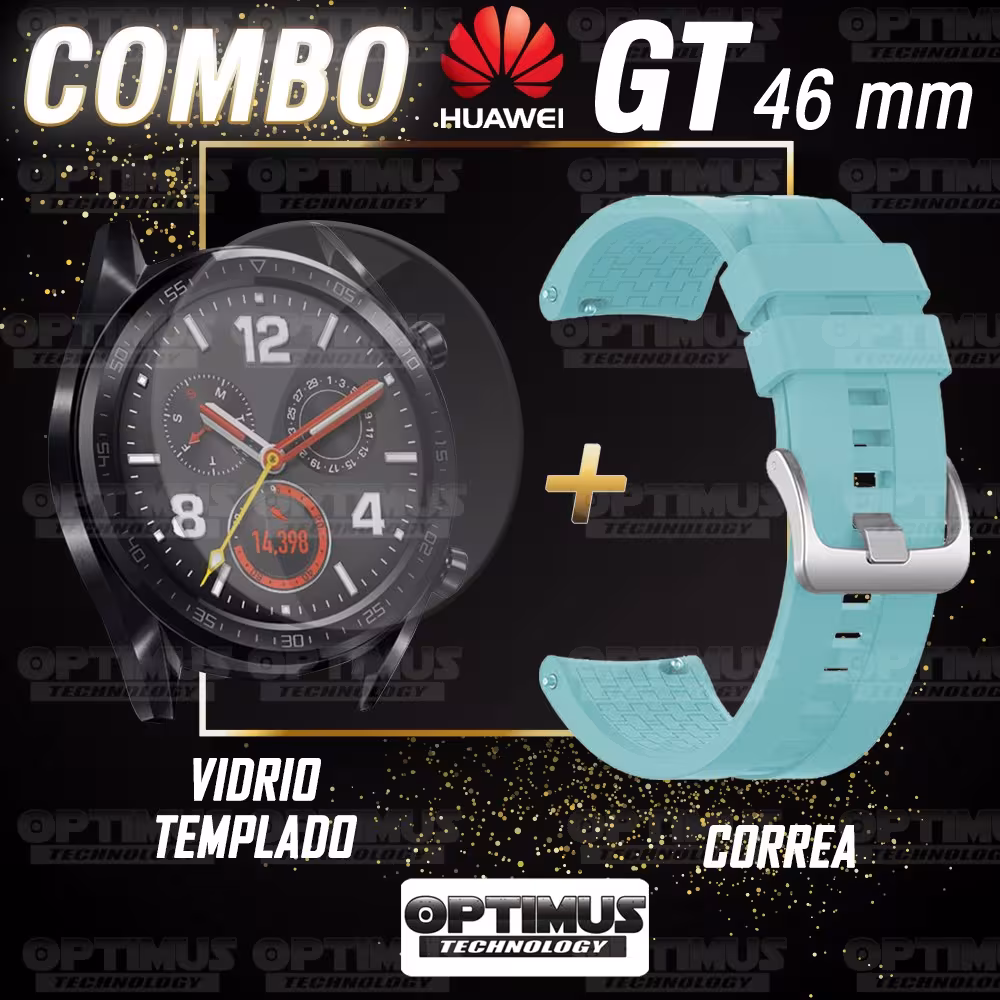 Vidrio Templado Y Correa Smartwatch Reloj Inteligente Huawei Gt 46mm | OPTIMUS TECHNOLOGY™ | CRR-VTP-HW-GT-46 |