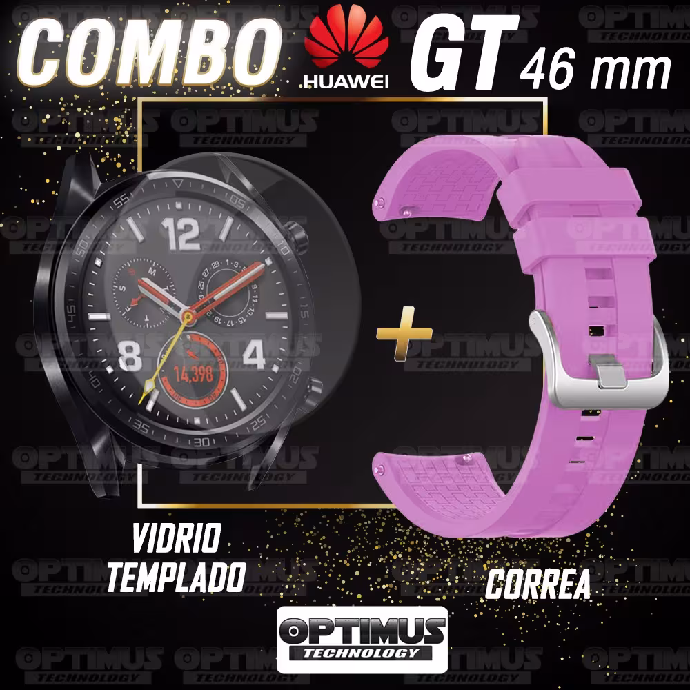 Vidrio Templado Y Correa Smartwatch Reloj Inteligente Huawei Gt 46mm | OPTIMUS TECHNOLOGY™ | CRR-VTP-HW-GT-46 |