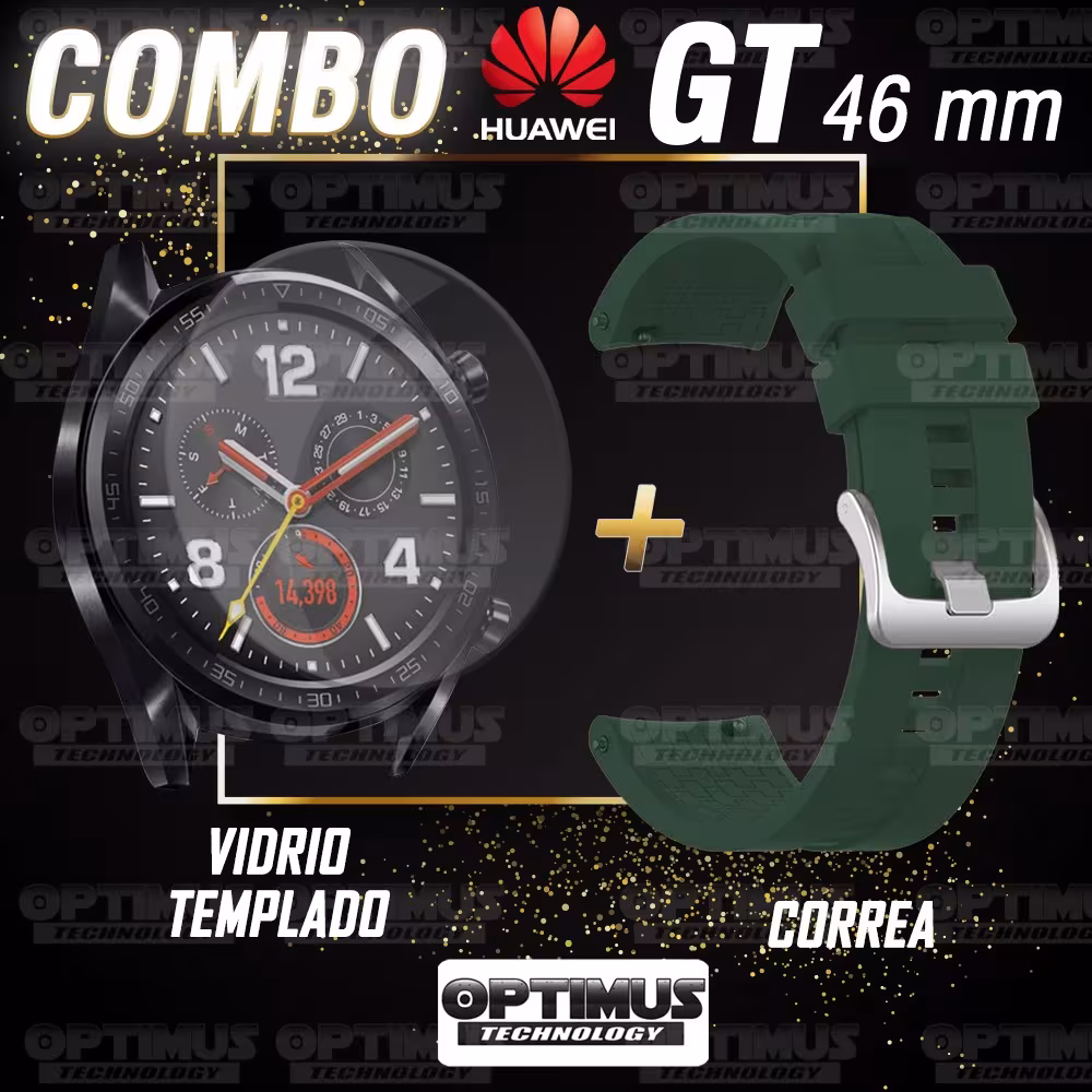 Vidrio Templado Y Correa Smartwatch Reloj Inteligente Huawei Gt 46mm | OPTIMUS TECHNOLOGY™ | CRR-VTP-HW-GT-46 |