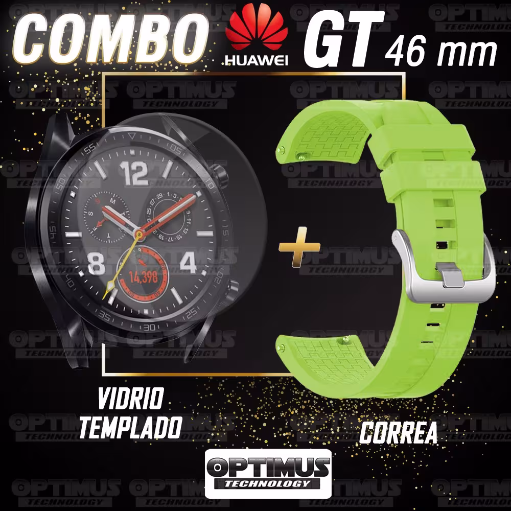 Vidrio Templado Y Correa Smartwatch Reloj Inteligente Huawei Gt 46mm | OPTIMUS TECHNOLOGY™ | CRR-VTP-HW-GT-46 |