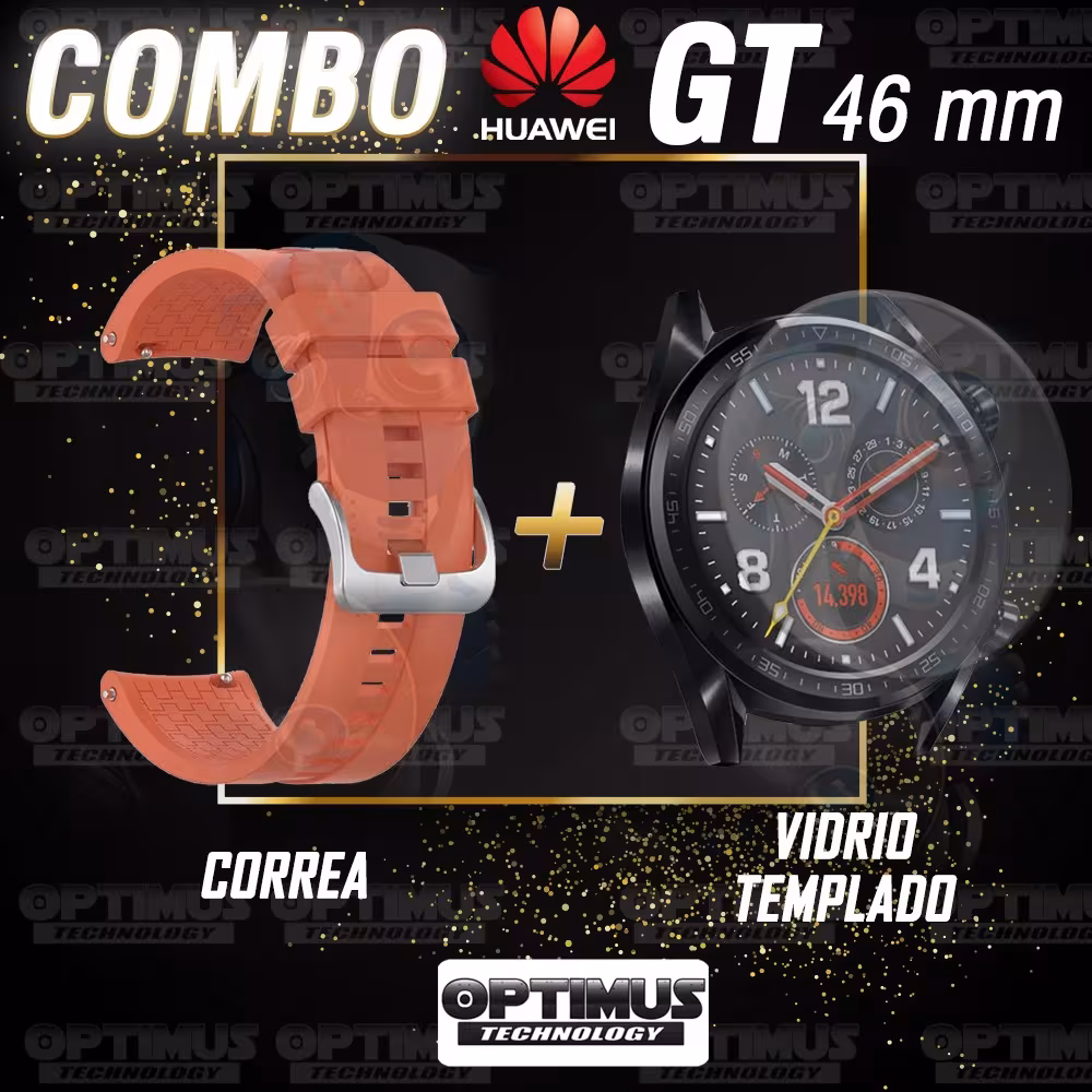 Vidrio Templado Y Correa Smartwatch Reloj Inteligente Huawei Gt 46mm | OPTIMUS TECHNOLOGY™ | CRR-VTP-HW-GT-46 |