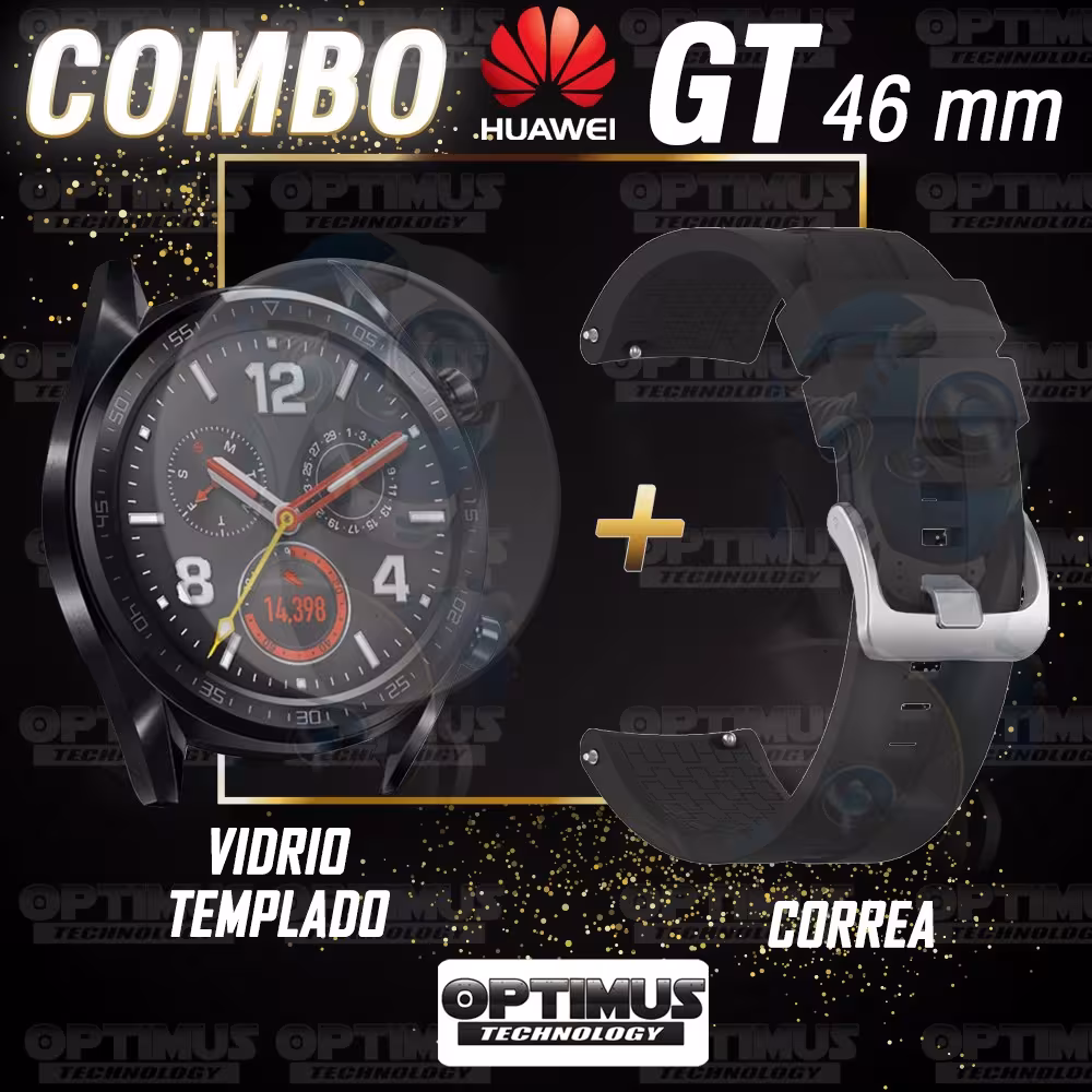 Vidrio Templado Y Correa Smartwatch Reloj Inteligente Huawei Gt 46mm | OPTIMUS TECHNOLOGY™ | CRR-VTP-HW-GT-46 |