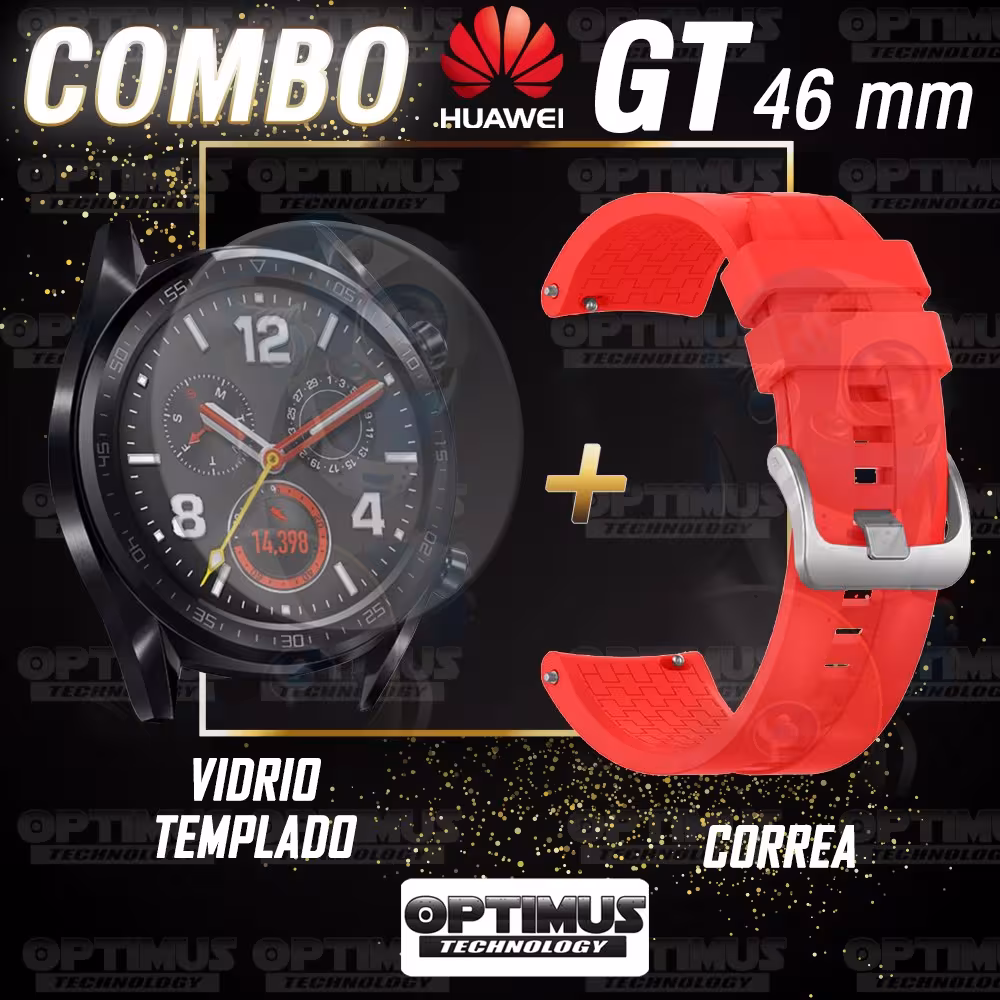 Vidrio Templado Y Correa Smartwatch Reloj Inteligente Huawei Gt 46mm | OPTIMUS TECHNOLOGY™ | CRR-VTP-HW-GT-46 |