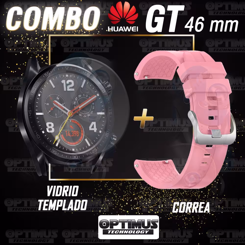 Vidrio Templado Y Correa Smartwatch Reloj Inteligente Huawei Gt 46mm | OPTIMUS TECHNOLOGY™ | CRR-VTP-HW-GT-46 |
