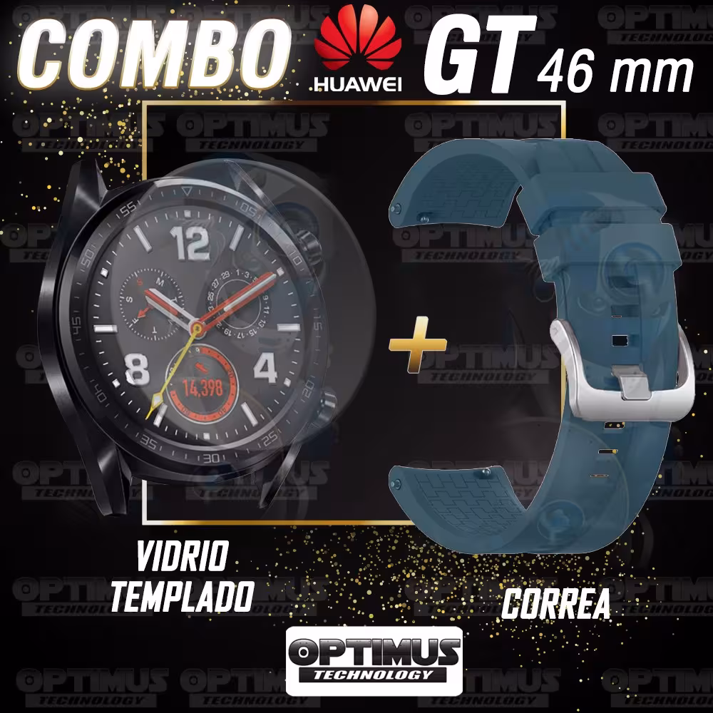 Vidrio Templado Y Correa Smartwatch Reloj Inteligente Huawei Gt 46mm | OPTIMUS TECHNOLOGY™ | CRR-VTP-HW-GT-46 |