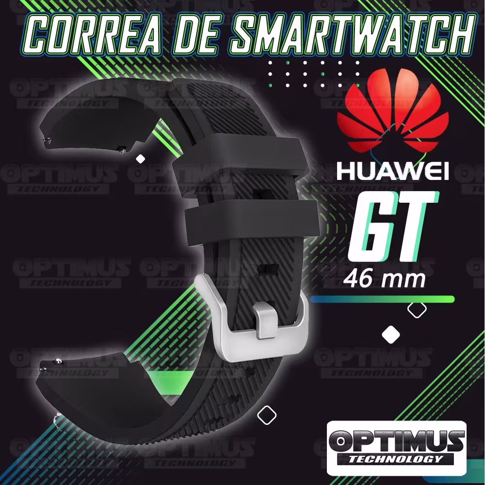 Kit Correa Pulso Manilla de Goma Y Vidrio Templado Huawei Gt 46mm | OPTIMUS TECHNOLOGY™ | CRRY-VTP-HW-GT-46 |