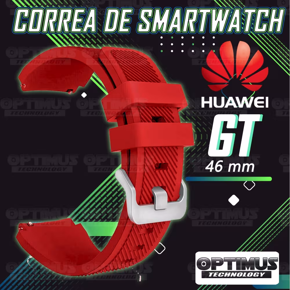 Kit Correa Pulso Manilla de Goma Y Vidrio Templado Huawei Gt 46mm | OPTIMUS TECHNOLOGY™ | CRRY-VTP-HW-GT-46 |
