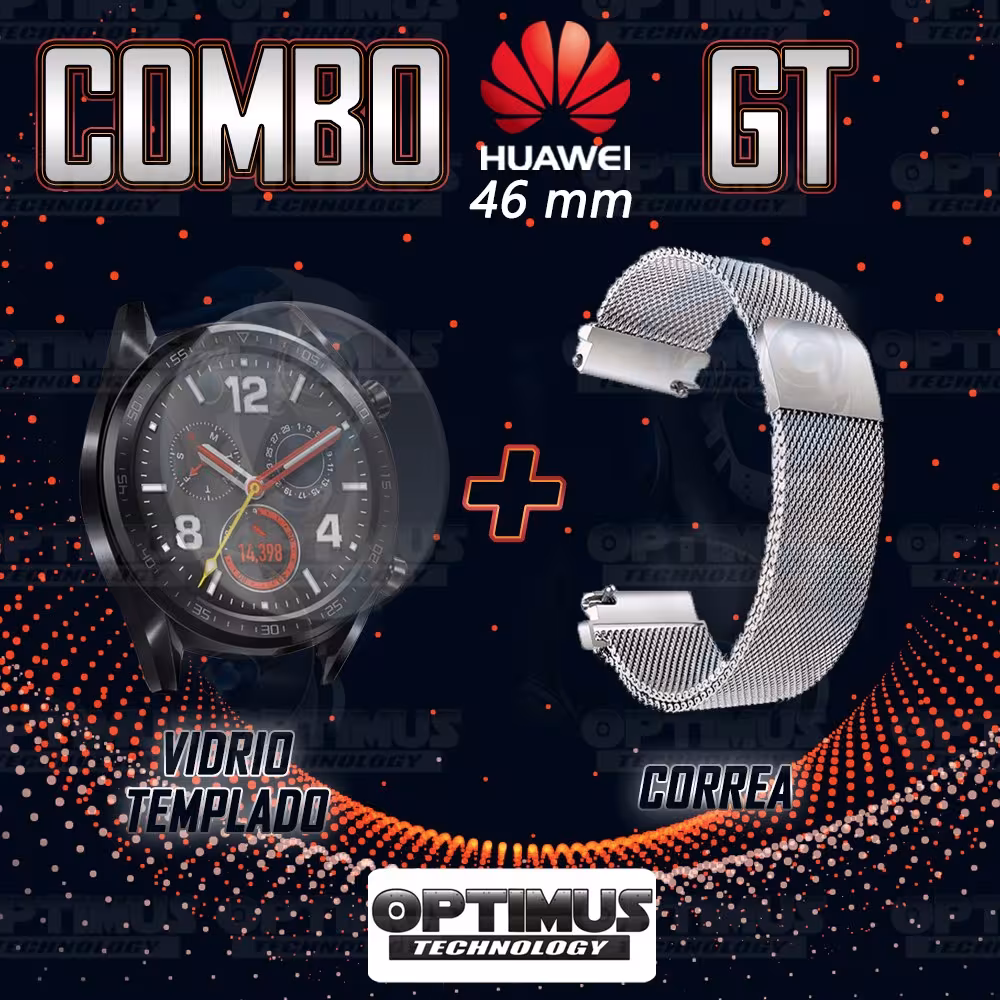 Kit Manilla Pulso Correa Magnética de color Y Vidrio Templado Huawei GT 46mm | OPTIMUS TECHNOLOGY™ | CRR-MG-VTP-HW-GT-46 |