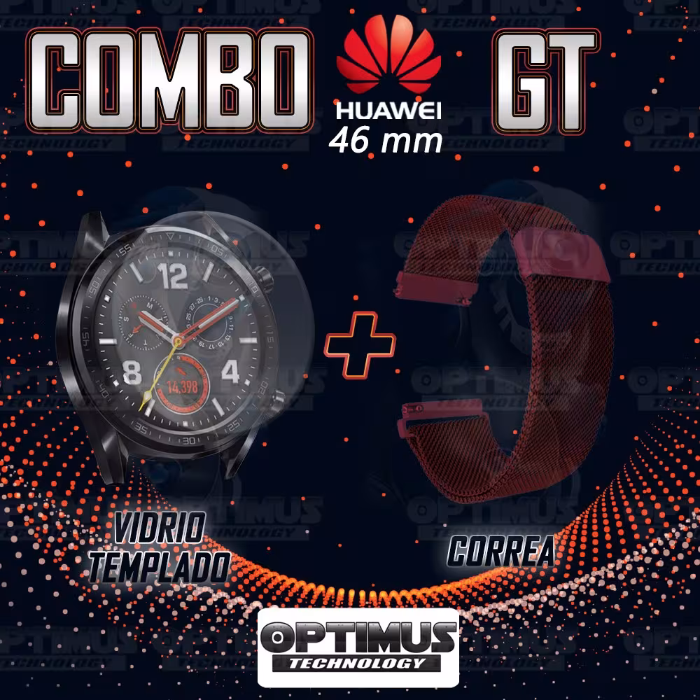 Kit Manilla Pulso Correa Magnética de color Y Vidrio Templado Huawei GT 46mm | OPTIMUS TECHNOLOGY™ | CRR-MG-VTP-HW-GT-46 |