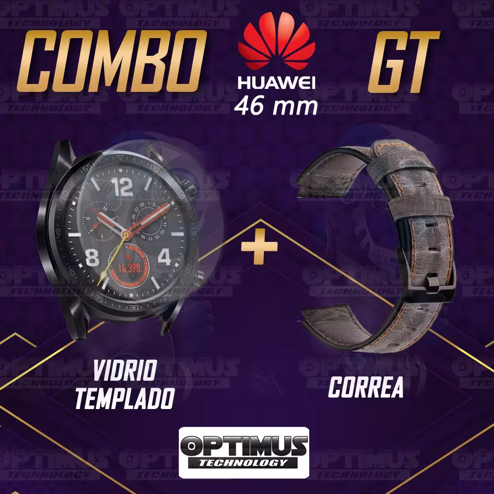 Manilla Correa De Cuero Y Vidrio Smartwatch Huawei Gt 46mm | OPTIMUS TECHNOLOGY™ | CRR-CR-VTP-HW-GT-46 |