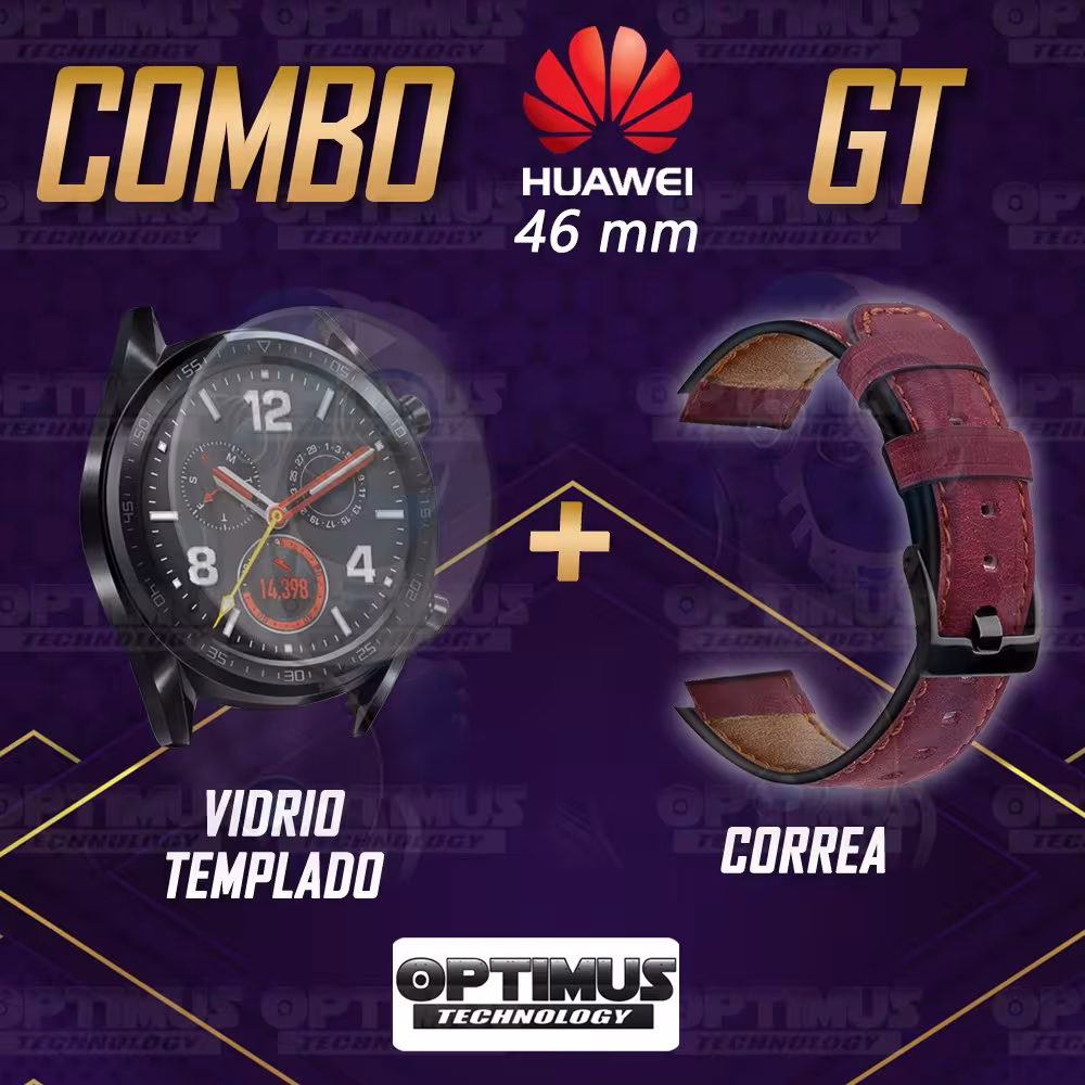 Manilla Correa De Cuero Y Vidrio Smartwatch Huawei Gt 46mm | OPTIMUS TECHNOLOGY™ | CRR-CR-VTP-HW-GT-46 |