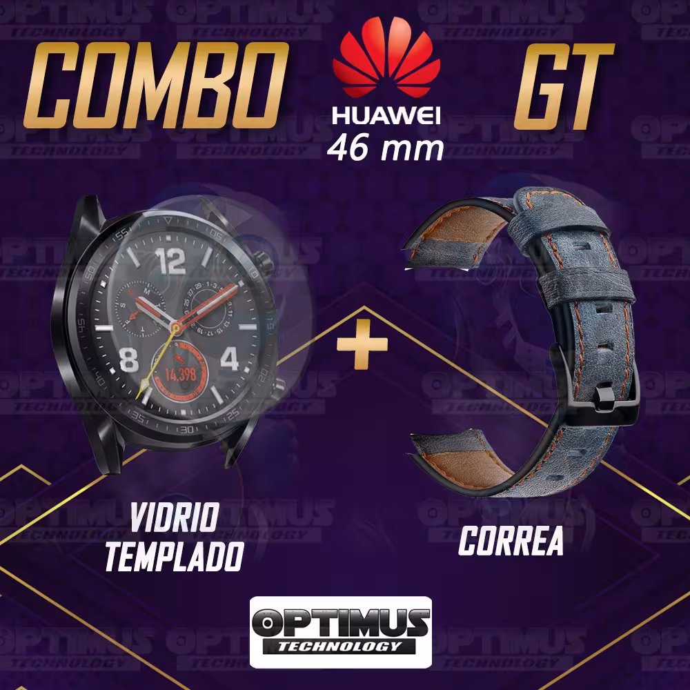 Manilla Correa De Cuero Y Vidrio Smartwatch Huawei Gt 46mm | OPTIMUS TECHNOLOGY™ | CRR-CR-VTP-HW-GT-46 |