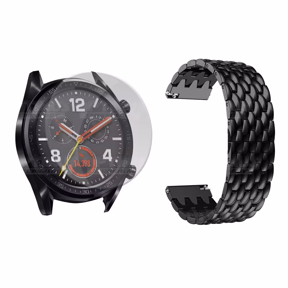Vidrio Templado Y Correa De Metal Smartwatch Reloj Inteligente Huawei GT 46mm | OPTIMUS TECHNOLOGY™ | CRR-MT2-VTP-HW-GT-46 |