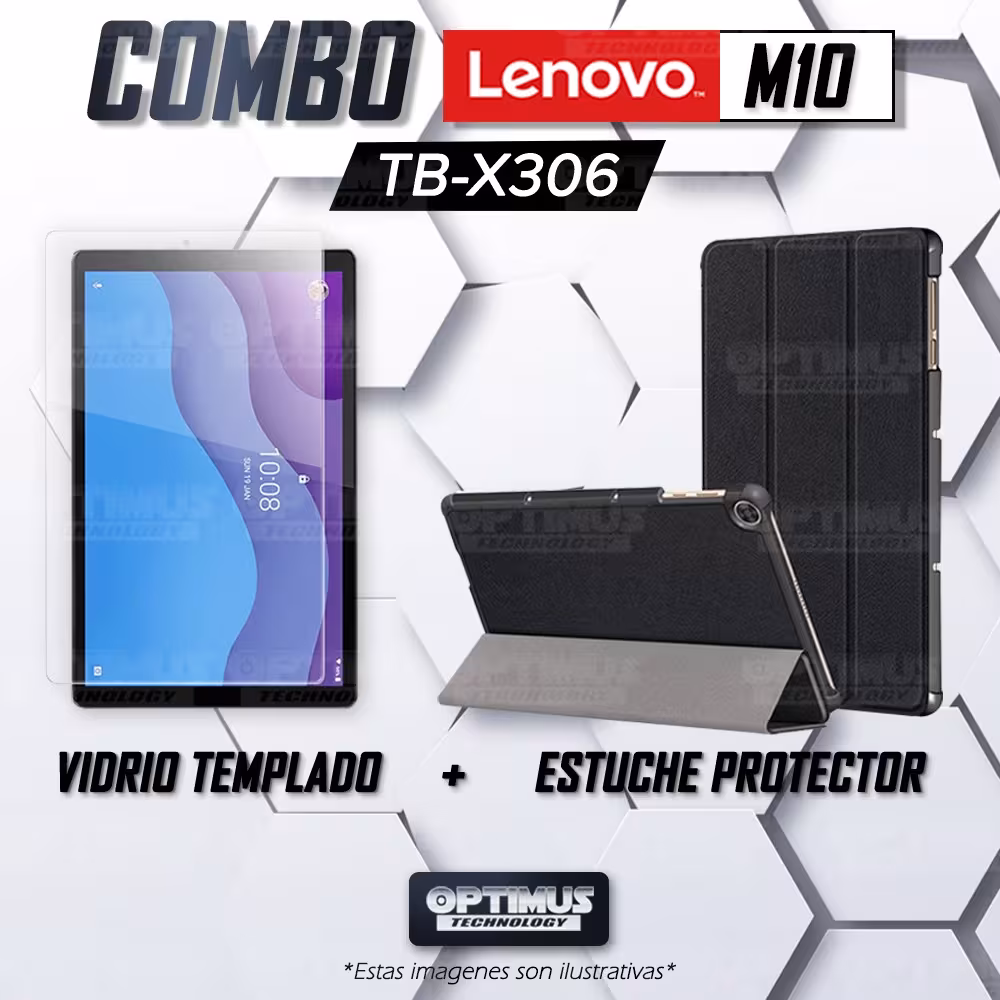 Kit Vidrio Cristal Templado Y Estuche Case Protector para Tablet Lenovo M10 HD TB-X306 OPTIMUS TECHNOLOGY™ - 2
