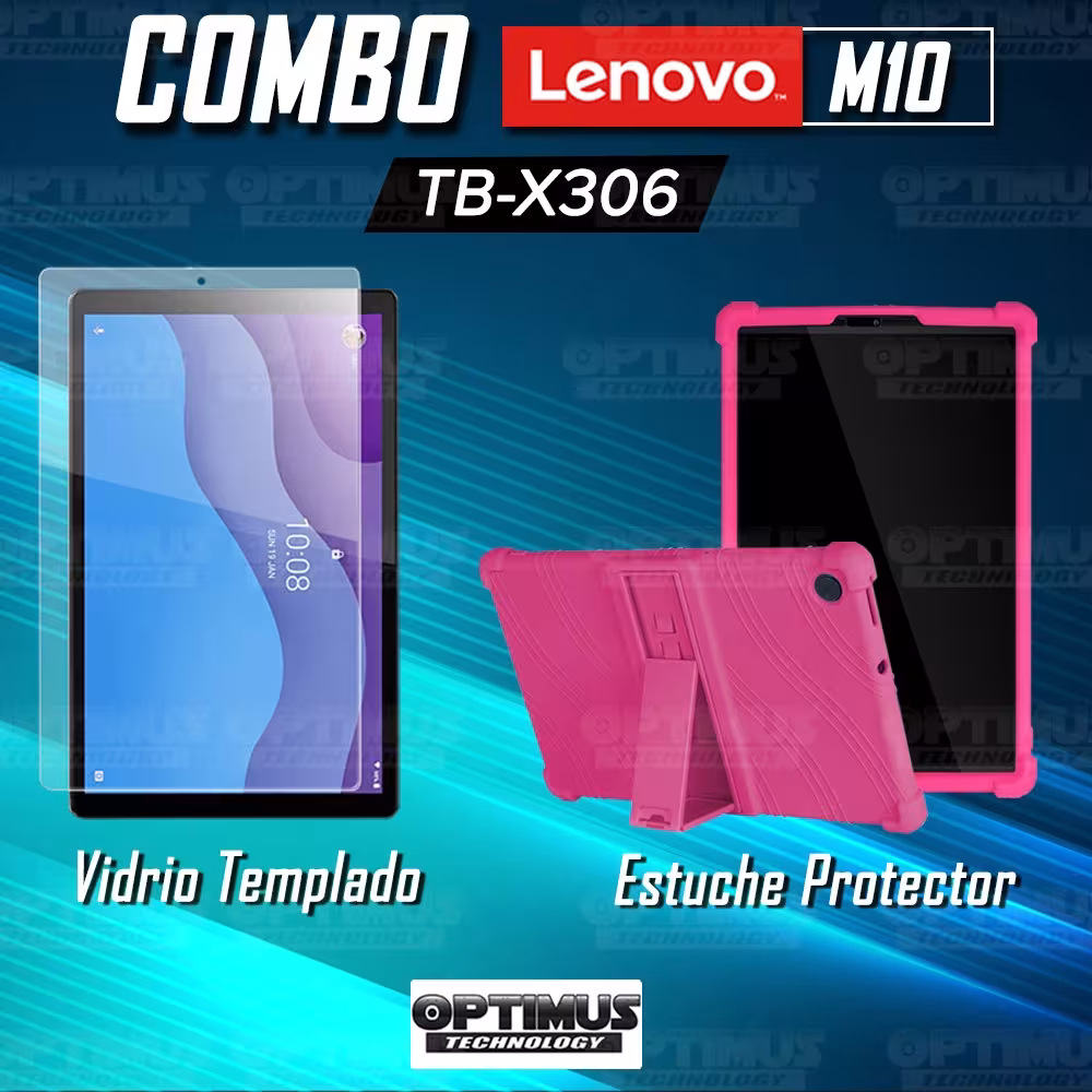 Kit Vidrio templado y Estuche Protector de goma antigolpes con soporte Tablet Lenovo M10 HD TB-X306 OPTIMUS TECHNOLOGY™ - 17