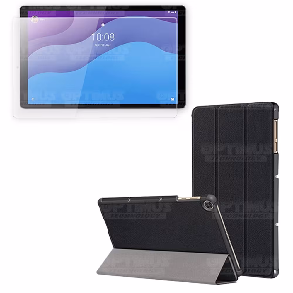 Kit Vidrio templado + Case Forro Protector + Teclado y Mouse Ratón Bluetooth para Tablet Lenovo M10 HD TB-X306 OPTIMUS TECHNOLOG