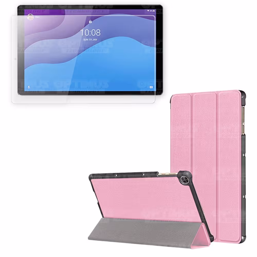 Kit Vidrio templado + Case Forro Protector + Teclado y Mouse Ratón Bluetooth para Tablet Lenovo M10 HD TB-X306 OPTIMUS TECHNOLOG