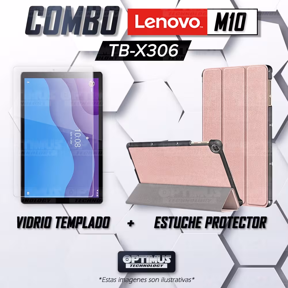 Kit Vidrio Cristal Templado Y Estuche Case Protector para Tablet Lenovo M10 HD TB-X306 OPTIMUS TECHNOLOGY™ - 14