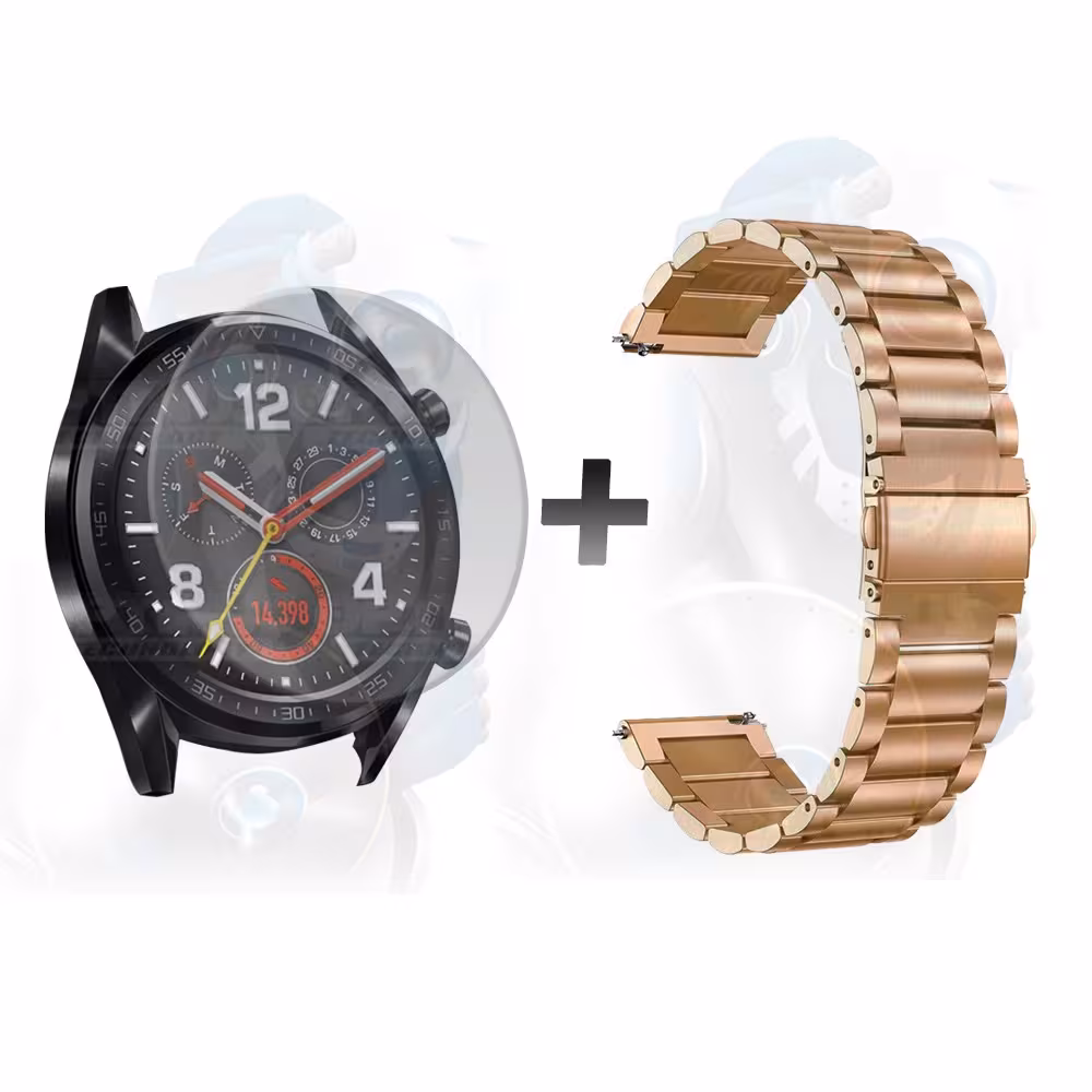 Vidrio Templado Y Correa De Metal Smartwatch Reloj Inteligente Huawei GT 46mm | OPTIMUS TECHNOLOGY™ | CRR-MT-VTP-HW-GT-46 |