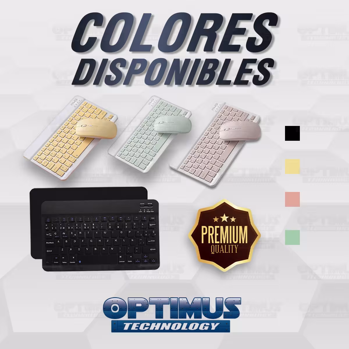 Kit Vidrio templado + Case Forro Protector + Teclado y Mouse Ratón Bluetooth para Tablet Lenovo m10 tb-x505f OPTIMUS TECHNOLOGY™