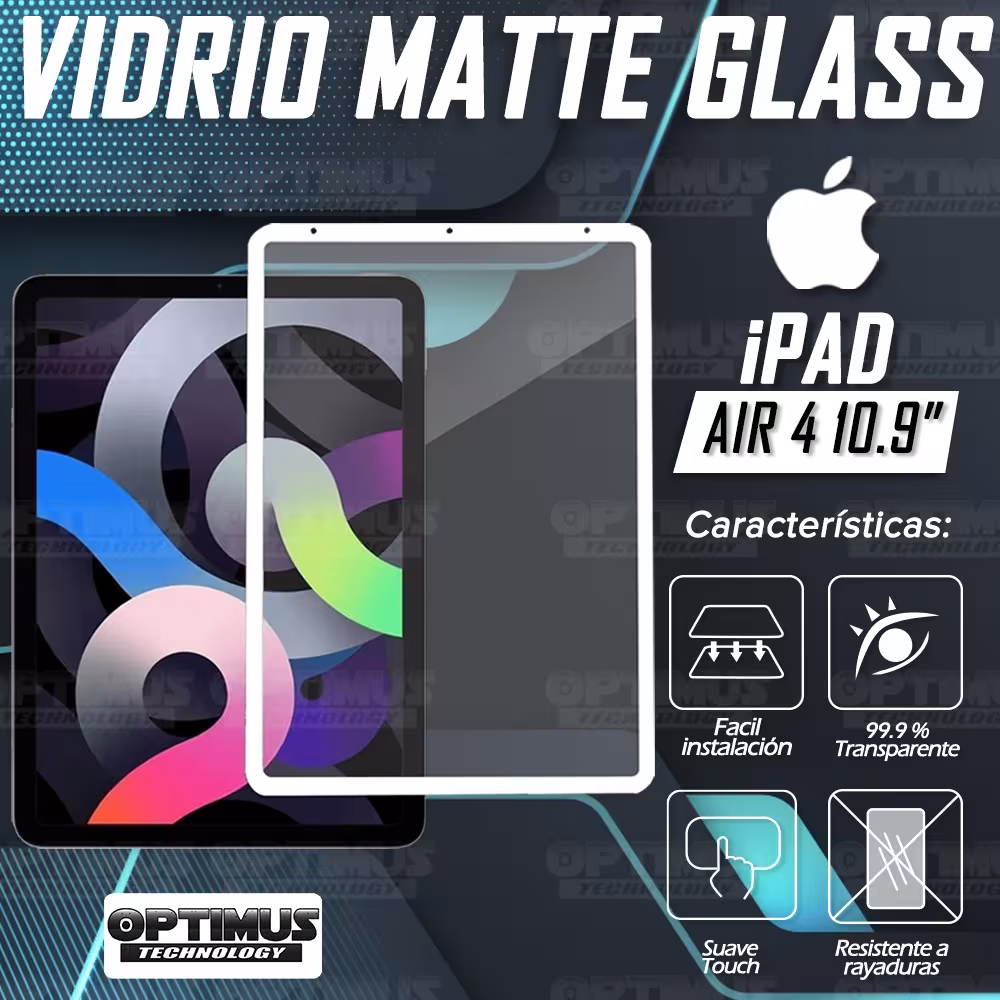Vidrio Templado Protector Cerámico Nano Matte Glass Tablet iPad Air 4 10.9" 2020 | OPTIMUS TECHNOLOGY™ | VTP-CRMTG-IPDA4-10.9 |