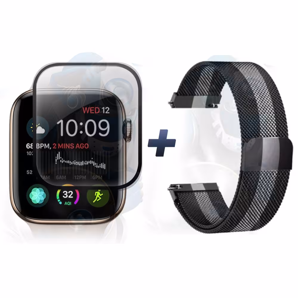 Kit Manilla Pulso Correa Magnética de color Y Vidrio Templado reloj Smartwatch Apple Iwatch serie 4, 5, 6 (44mm) OPTIMUS TECHNOL