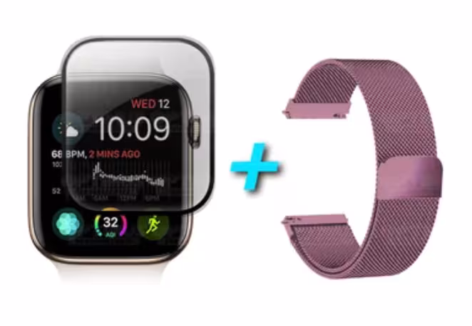 Kit Manilla Pulso Correa Magnética de color Y Vidrio Templado reloj Smartwatch Apple Iwatch serie 4, 5, 6 (44mm) OPTIMUS TECHNOL