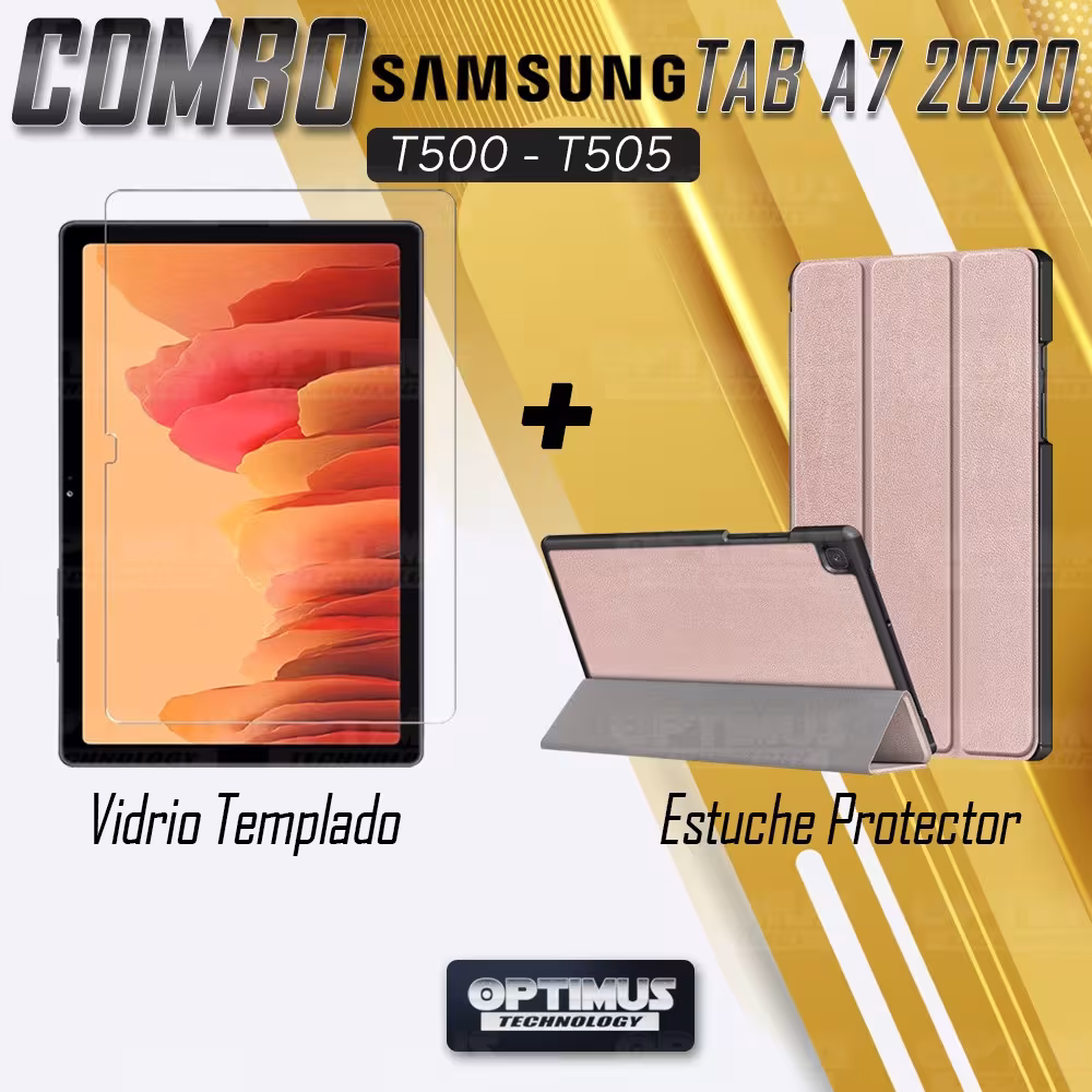 Kit Vidrio Cristal Templado Y Estuche Case Protector para Tablet Samsung Galaxy Tab A7 10.4 2020 T500 - T505 OPTIMUS TECHNOLOGY™
