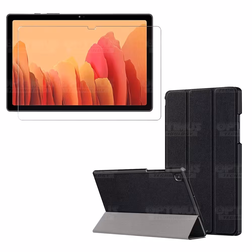 Kit Vidrio Cristal Templado Y Estuche Case Protector para Tablet Samsung Galaxy Tab A7 10.4 2020 T500 - T505 OPTIMUS TECHNOLOGY™