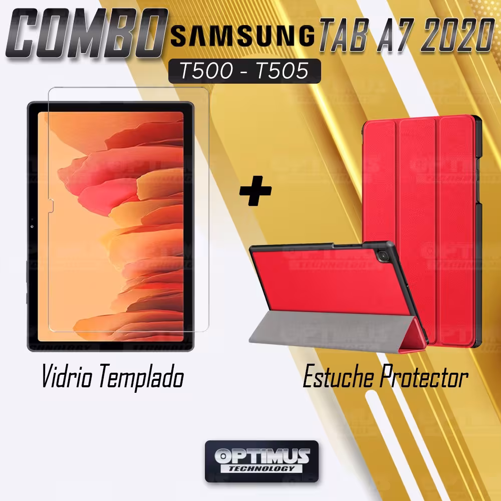 Kit Vidrio Cristal Templado Y Estuche Case Protector para Tablet Samsung Galaxy Tab A7 10.4 2020 T500 - T505 OPTIMUS TECHNOLOGY™