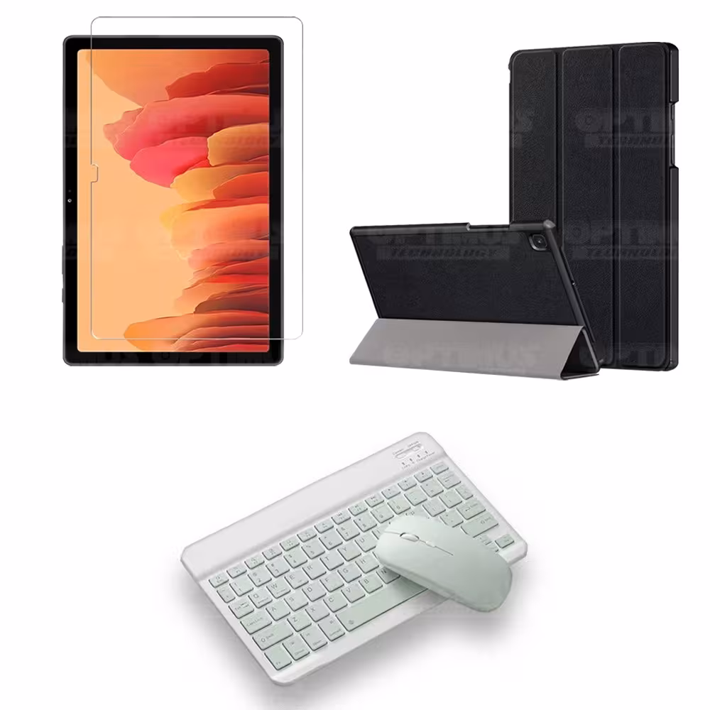 Kit Vidrio templado + Case Forro Protector + Teclado y Mouse Ratón Bluetooth para Tablet Samsung Galaxy Tab A7 10.4 2020 T500 OP
