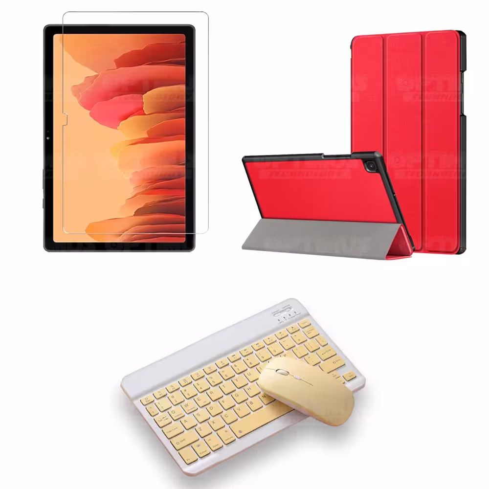 Kit Vidrio templado + Case Forro Protector + Teclado y Mouse Ratón Bluetooth para Tablet Samsung Galaxy Tab A7 10.4 2020 T500 OP