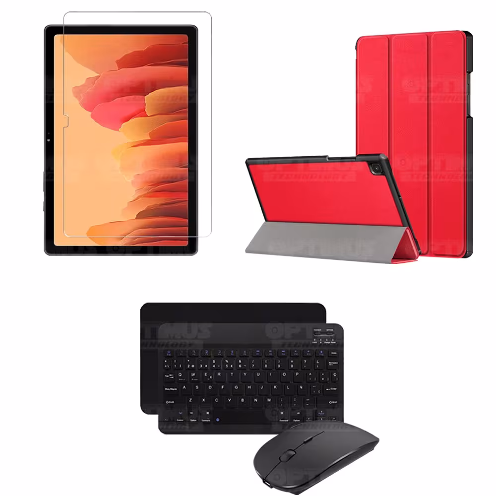 Kit Vidrio templado + Case Forro Protector + Teclado y Mouse Ratón Bluetooth para Tablet Samsung Galaxy Tab A7 10.4 2020 T500 OP