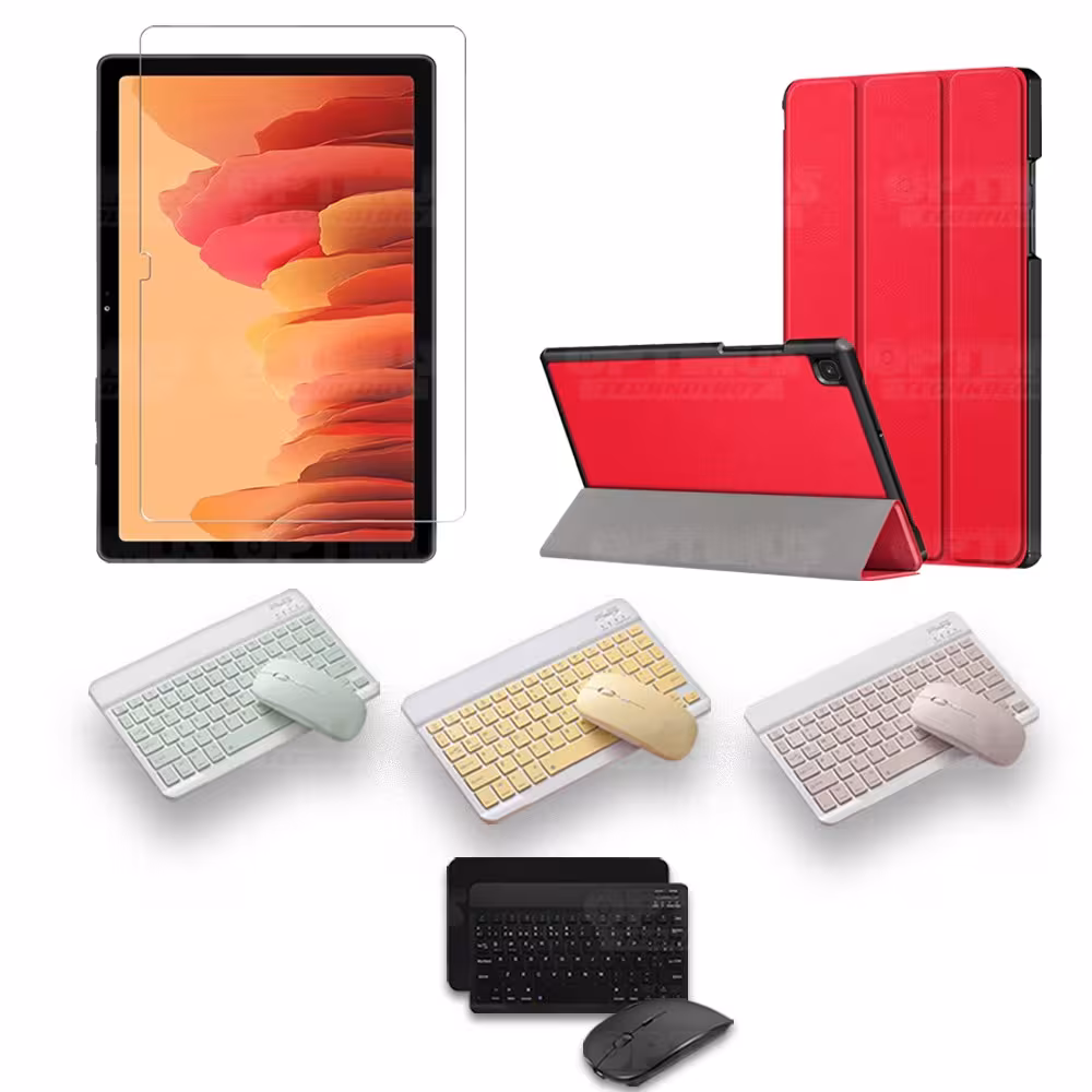 Kit Vidrio templado + Case Forro Protector + Teclado y Mouse Ratón Bluetooth para Tablet Samsung Galaxy Tab A7 10.4 2020 T500 OP