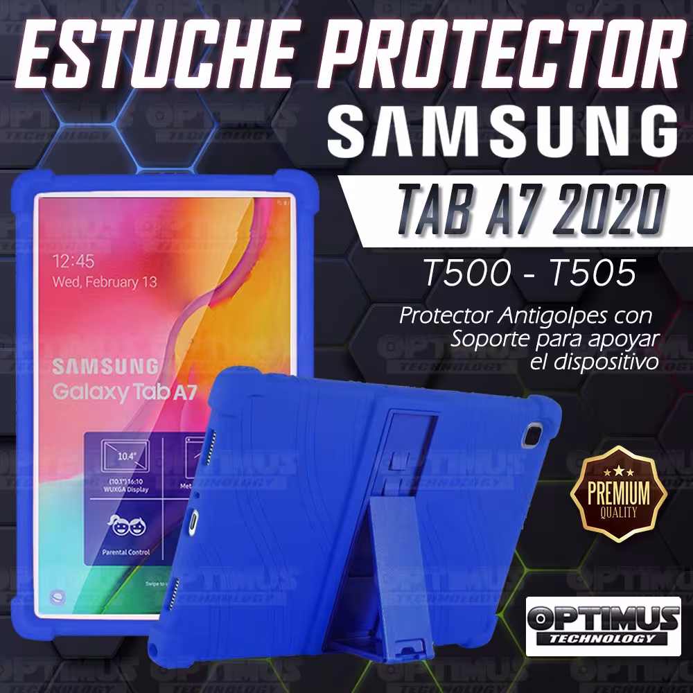 Kit Vidrio templado + Estuche Protector Goma + Teclado y Mouse Bluetooth para Tablet Samsung Galaxy Tab A7 10.4 2020 T500 - T505