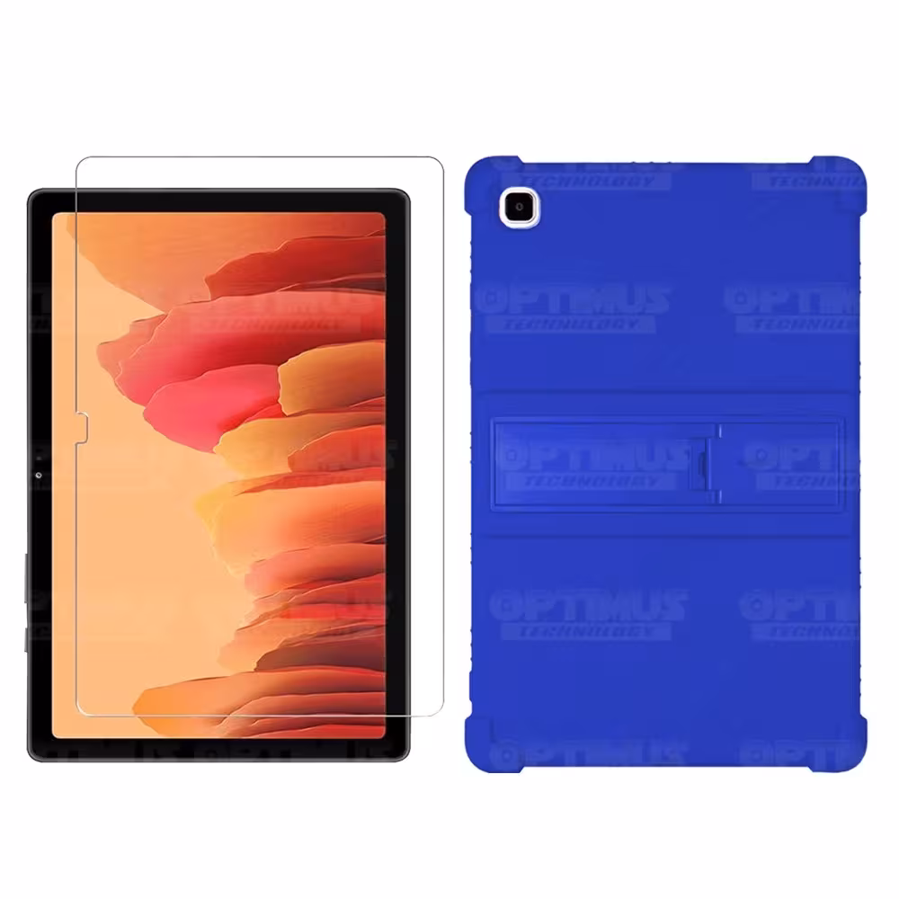Kit Vidrio templado + Estuche Protector Goma + Teclado y Mouse Bluetooth para Tablet Samsung Galaxy Tab A7 10.4 2020 T500 - T505