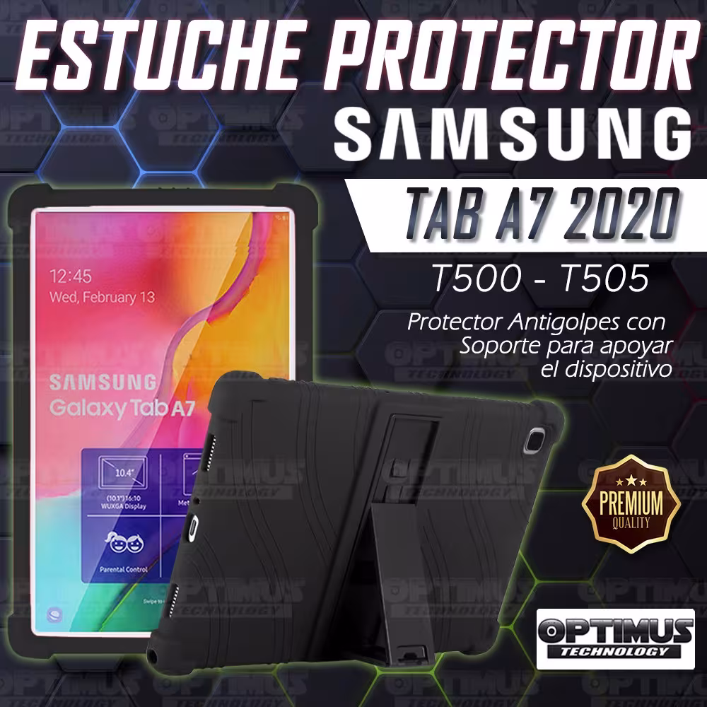 Kit Vidrio templado + Estuche Protector Goma + Teclado y Mouse Bluetooth para Tablet Samsung Galaxy Tab A7 10.4 2020 T500 - T505