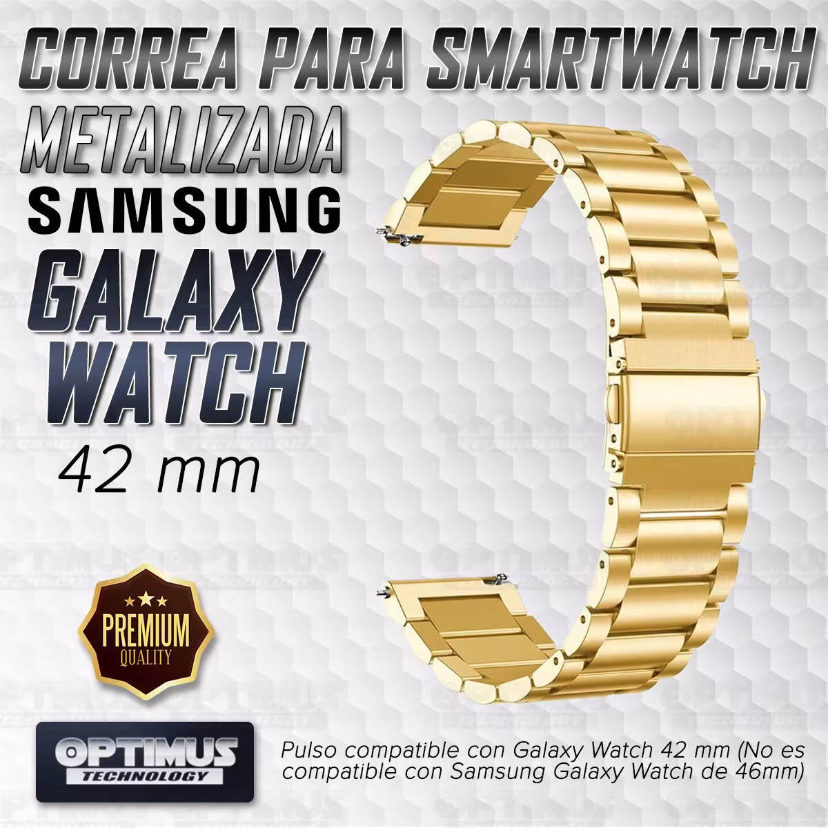 Vidrio Templado Y Correa De Metal Acero Inoxidable Smartwatch Reloj Inteligente Samsung Galaxy Watch 42mm OPTIMUS TECHNOLOGY™ -